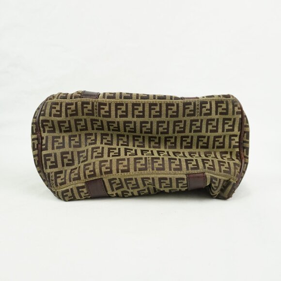 Preowned Fendi Women's Canvas Zucchino Boston Travel Bag In Beige & Brown - Picture 6 of 14